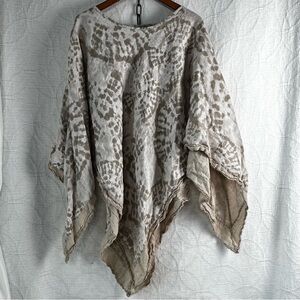 Elena Baldi Poncho 100 Pure Linen Caftan One Size Made in Italy Lagenlook Beachy